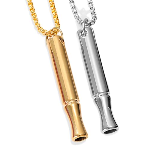 EOAMGO 2PCS Breathing Necklace, Breathing Necklace to Quit Smoking, Anxiety Relief Gift for Women Men (Gold and Silver)