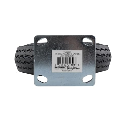 Shepherd Hardware Pneumatic Caster Wheel with Rigid Top Plate, Air Filled Wheel Provides a Cushioned Ride and Shock Absorption Best Suited for Outdoor Use, 10 Inch by Shepherd - Image 2