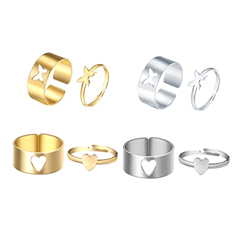 Bague coeur et papillon ajustable pour sublimer vos tenues romantiques de soirée