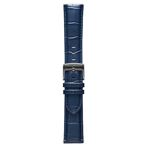 pininfarina Croco Pattern Watch Strap - Genuine Italian Leather 22 mm Band for Senso Hybrid Smart Watch with Steel Buckle & Quick Release - Dark Blue Croco Pattern with Dark Grey Buckle