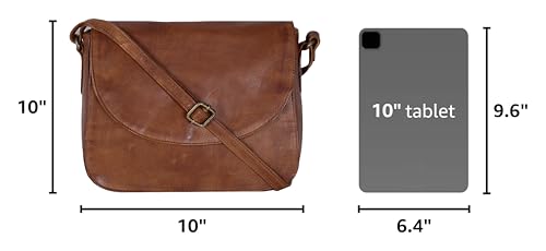 Image of Genuine Leather Shoulder Crossbody Purse For Women with Adjustable Strap, Mobile Pocket & Outside & Inside Zipper