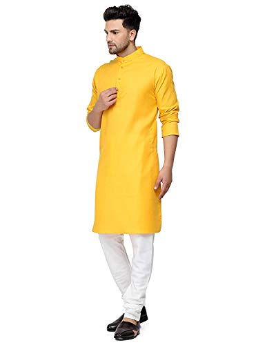 Image of Men's Cotton Blend Plain Kurta Comfortable and Stylish