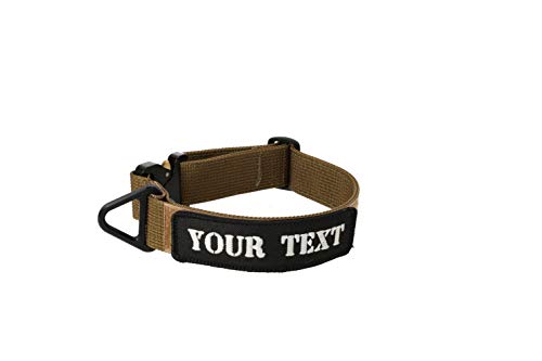 Dingo Gear Cobra Dog Collar without Handle Width 4 cm Training K9 Walks, Patrols, German Shepherd Dog L Personalised Inscription, Brown