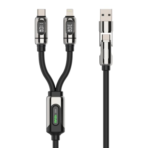 2-in-1 USB C Cable with Real-Time LED Wattage Display, 140W Max 4 ft