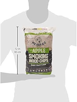 Mr. Bar-B-Q Apple Wood Smoker Chips, Wood Chips for Smokers, Alternative for Charcoal Briquettes Can be Use on Gas, Charcoal Grills, 100% Natural Apple Flavor for Grilling BBQ, Camping (1.8 Lb Bag)