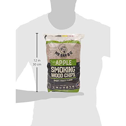 Mr. Bar-B-Q Apple Wood Smoker Chips, Wood Chips for Smokers, Alternative for Charcoal Briquettes Can be Use on Gas, Charcoal Grills, 100% Natural Apple Flavor for Grilling BBQ, Camping (1.8 Lb Bag)