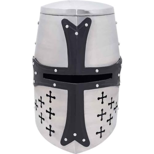 Medieval Knight Crusader Armour Helmet Black and Brass Design Helmet Barbuta Helmet Knights Barbuta Helmet Armour A+ (Crusader Knight 2)