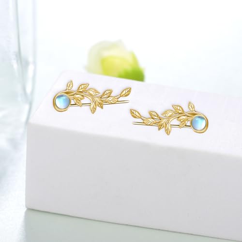 925 Sterling Silver Ear Climber Earrings for Women - Moonstone Crawler Jewelry Gift3