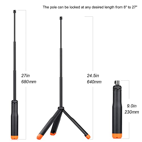 Yallsame Floating Selfie Stick For Gopro Hero 11 10 9 8 7 6 5 4 Mini Max Session, Insta360, Akaso, Dji Osmo Action Camera, 4 In 1 Used As Underwater Waterproof Pole Monopod Hand Grip Tripod Stand #TOP3