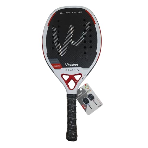 Raquete Beach Tennis CWIN Fibra de Carbono 3K Relax S Red Completa Rosto Rude Feminino Raquete Tênis de Praia Quadro de Carbono Profissional Masculino