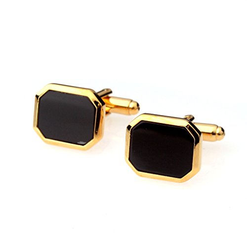 Mens French Style Cufflinks Cuff Links Black and Gold