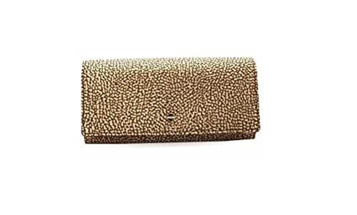 Portefeuille beige femme Borbonese en cuir au design italien d'exception