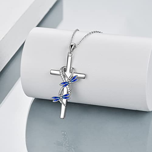 POPLYKE Cross Necklace for Women 925 Sterling Silver Cross Pendant Necklace Animal Jewelry Christmas Gifts for Women Mother Grandma2