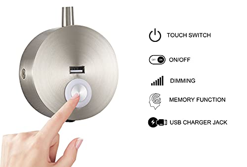Rayefo Dimmable Bedside Plug In Reading Light, Minimalist Led Bed Reading Lamp Headboard Wall Mount Sconce With Usb Charger (Brushed Nickel) #TOP3