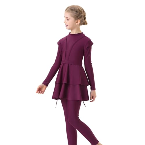 Muslim Swimsuit Girls 3 Piece Full Cover Hijab Burkini Arabic Swimwear Sunsuit Beachwear Top Pants Anime Bathing3