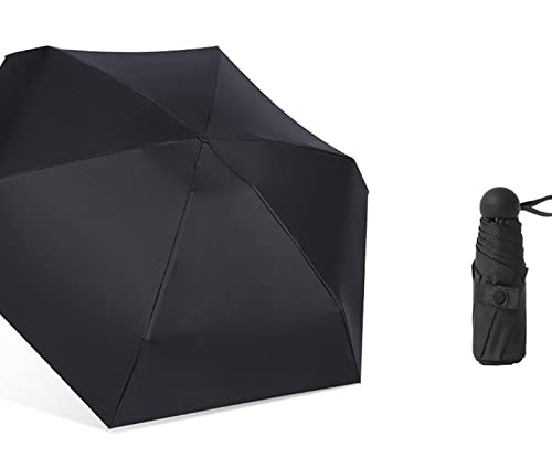 Paraguas Plegable A Prueba De Viento 6 Ribs, Paraguas De Bolsillo De 8 Colores, Paraguas De Protección UV, Pequeño, Compacto, Ligero, Fuerte, Mini, Portátil,Negro Cover