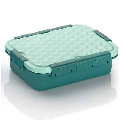Image of Insulated Stainless Steel Lunch Box with Textured Lid | 3 Compartments | 525ml | BPA Free | Leakproof | Microwave Safe Without Lid | Bento Tiffin Box for Office School Travel (Teal Green, 3)