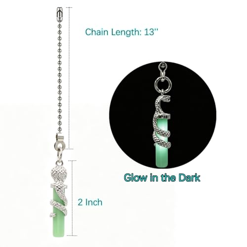 Image of Cobra Pattern Ceiling Fan Pull Chain,Pull Chain Extension Glow in The Dark,12in Fan Pull Chain Pendant,Ceiling Fan Chain Extender with Beaded Fluorescent Light Chains Ornaments, 2PCS