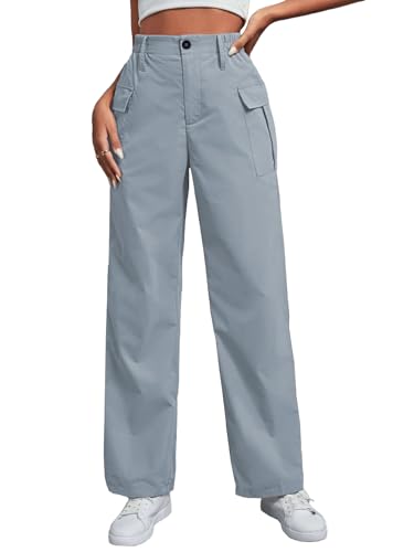 Image of TOPLOT Cotton Solid Multi-Pocket Cargo Pant for Women