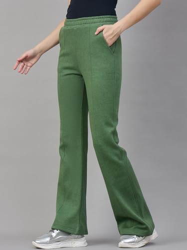 Image of 98 Degree North Women Flared Fleece Track Pants-GL1315-ALMOND