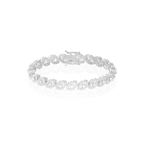 Image of 925 Sterling Silver Adjustable Bracelet for Women | Solitaire Heart Crystal Tennis Design | Elegant Sparkling Daily Wear Jewellery | Stylish Gift for Girls & Women