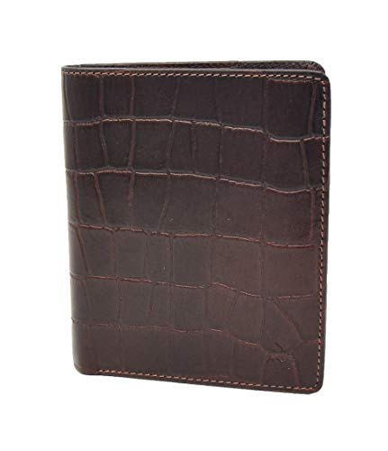 Portefeuille Cuir Véritable Croc Imprimer Homme Marron Sophistiqué AV93