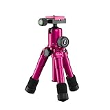 Mantona kaleido mini Foto-/Tisch- und Travelstativ (inkl. Kugelkopf mit Schnellwechselplatte und Transporttasche) glamour pink metallic