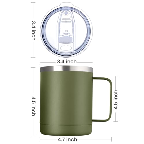 Image of MEWAY 12oz Coffee Mug With Handle 4 Pack Bulk,Stainless Steel Insulated Travel Tumblers With Sliding Lid,Double Wall Vacuum Camping Cup for Hot & Cold Drinks Tea (Multicolor,Set of 4)