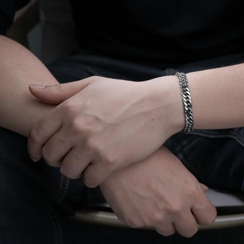 Cuban Link Bracelet for Men, Stainless Steel Men's Bracelets, 8MM Sturdy Miami Hand Chain Hip Hop Wrist Jewelry for Husband/Boyfriend4