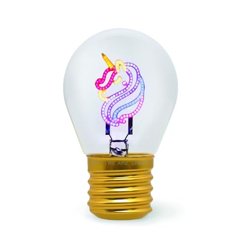 Legami - Lampada da Tavolo a forma di Lampadina, Ricaricabile con Cavo USB, Senza Fili, Bulb Fiction, Tema Unicorn, 6.8 x 10.3 cm