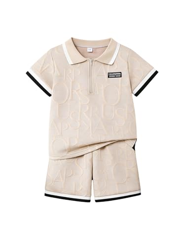 Image of Yoxindax Boys Clothes 2-Piece Casual Street Style Turn-Down Collar Half Zip Kids 4-12 Years Teen Boys Summer Outfits