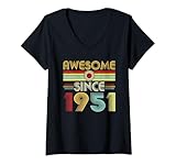 Photo Gallery donna awesome since 1951 classic year birth of birthday vintage maglietta con collo a v Photo Gallery donna awesome since 1951 classic year birth of birthday vintage maglietta con collo a v