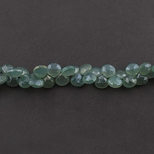 Perles briolettes coeur en calcédoine verte haut de gamme LKBEADS