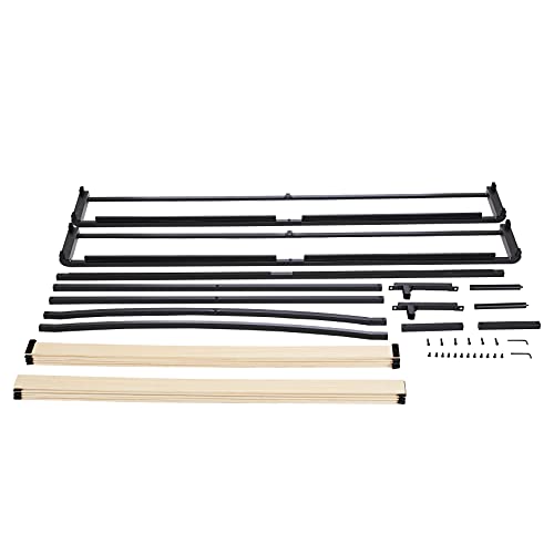 Image of Amazon Basics Metal Platform Bed Frame with Wood Slat Support, Storage Space Underneath, 10 inches High, Queen, Black