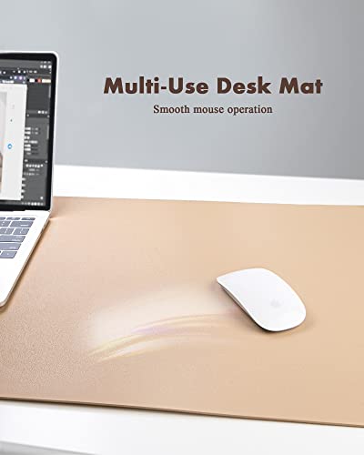 Image of YSAGi Double-Sided Desk Mat, Eco Cork & Leather Desk Protector, Large Mouse Pad & Writing Pad for Office /Home (Apricot+Cork, 47.2 inch x 17 inch)