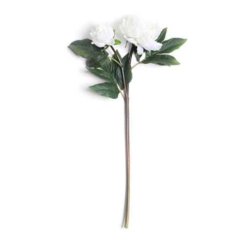 Image of PURE HOME + LIVING White Faux Peony Spray 1 Piece