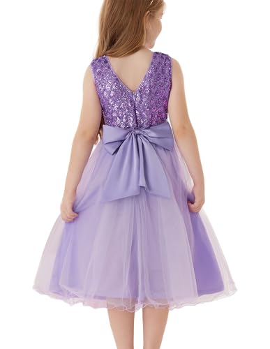 GRACE KARIN Vestido de Tul con Lentejuelas Brillantes para Niñas Vestido de Princesa para Fiestas y Bodas Vestido de Niña de las Flores para Ocasiones Especiales, Morado (, 8 10 años