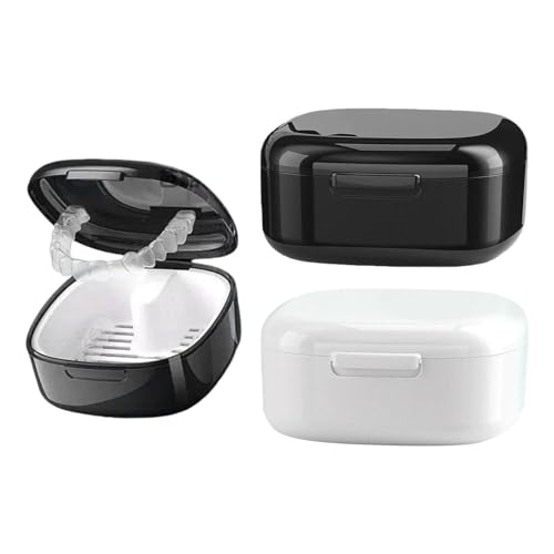 TIMJJG Caja De Almacenamiento para Dentaduras Postizas De 2 Piezas, Caja De Limpieza De Filtro Portátil, Accesorios para El Cuidado Bucal, Soporte De Corrección.