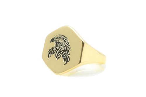 Bague signet aigle or 14k et bijou américain unisexe pour un style affirmé