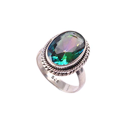 Bague quartz mystique naturel en argent sterling 925, le cadeau idéal pour femme