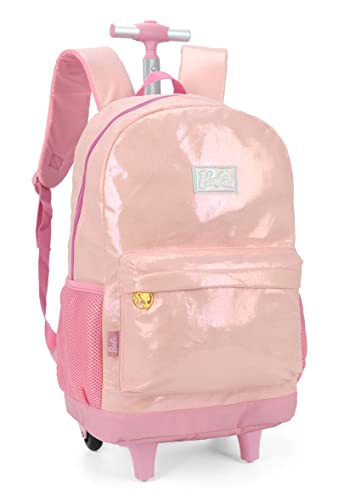 Kit Mochila Rodinha Feminina Barbie Brilho Metalizado 51627 (ROSA)