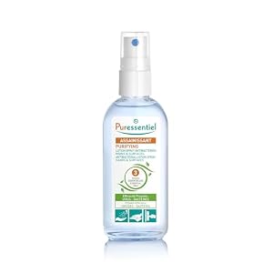 Puressentiel Purifying Antibacterial Lotion Spray Hands & Surfaces 80 ml with 3 essential oils – Eliminates 99.9% of bacteria and viruses – Cleanses without water, soap or rinsing