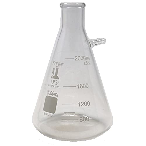 2000Ml Filtering Flask, Bolt Neck With Tubulation, 3.3 Borosilicate, Heavy Wall, Karter Scientific (Single) #TOP13