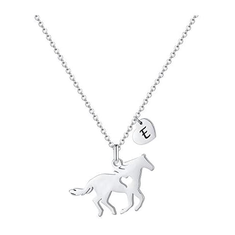 TINGN Girls E Initial Horse Necklace Cover