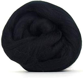 Black Merino Wool Roving / Tops - 50g. Yarn Great for Wet Felting / Needle Felting, and Hand Spinning Craft Projects.