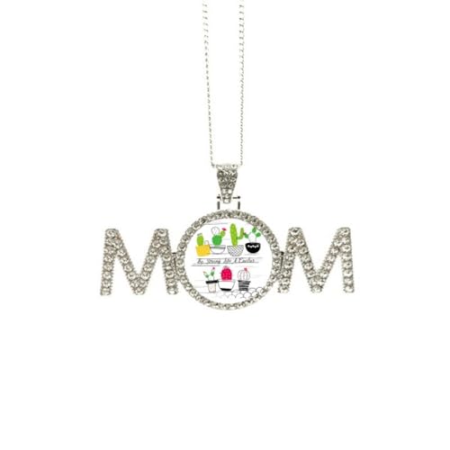 Cadeau maman personnalisé : collier avec pendentif cactus en pot pour grand-mère