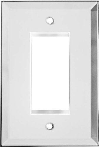 Switch Hits Plain Glass Mirror Outlet Wall Plate | 1 Gfi Rocker | 3.5" X 5.25" | Professional Quality Glass Mirror Switch Plate Covers For All Configurations #TOP18