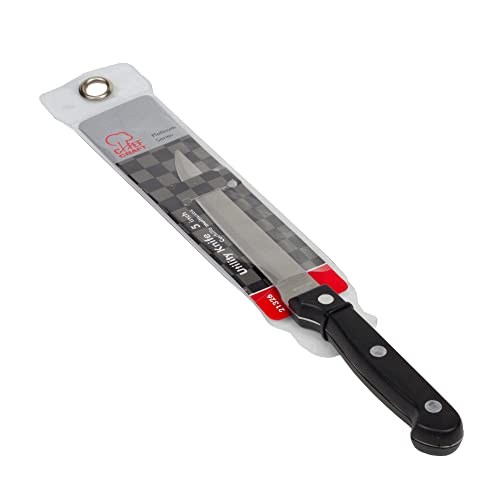 Chef Craft Select Utility Knife 5 inch blade 8.5 inches in length, Stainless Steel/Black