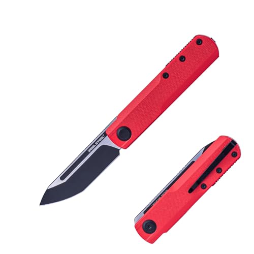 REALSTEEL G-Tanto Pocket Knife,Folding Knives,2.6" Nitro-V Blade,Double Detent Ball Slipjoint EDC,G10 Handle,2.2oz,Clip,Gift for Men Women Outdoor Indoor Daily Use Camping Hiking(Red Black) by REALSTEEL - Used condition - US$38.24