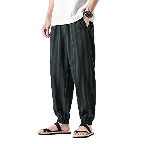 Men Cotton Linen Harem Pants Jogger Thin Wide Leg Casual Summer Trousers2